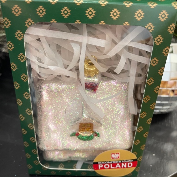 Starglass Ornament White Christmas House Glass Glitter Handblown Poland NWT - Picture 2 of 8